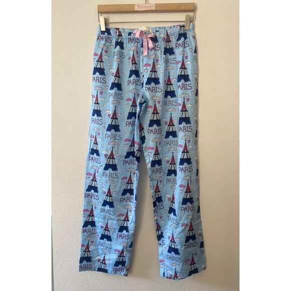 NWT Peter Alexander 100% Cotton Lightweight Blue Paris Eiffel Tower Pajama Pant - Picture 1 of 7